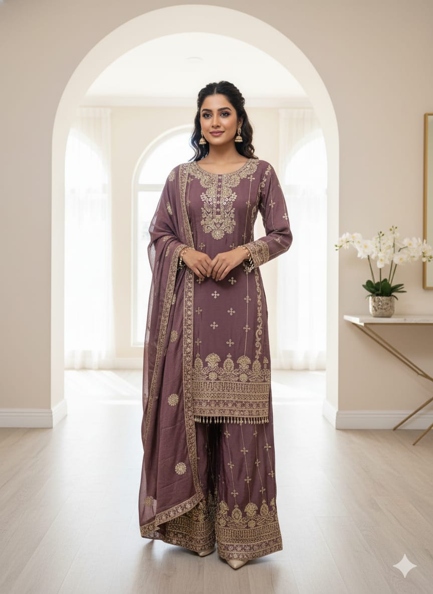 | P-33-1 |  Luxury Embroidered Shirt with  Sharara..